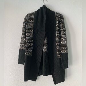 Hayden 100% Cashmere Black Fair Isle Open Cardigan